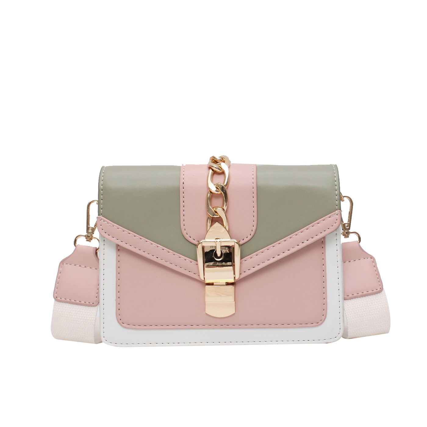Contrast Color PU Leather Crossbody Bags For Women Summer Travel Small Handbag Shoulder Simple Bag Ladies Cross Body Bag