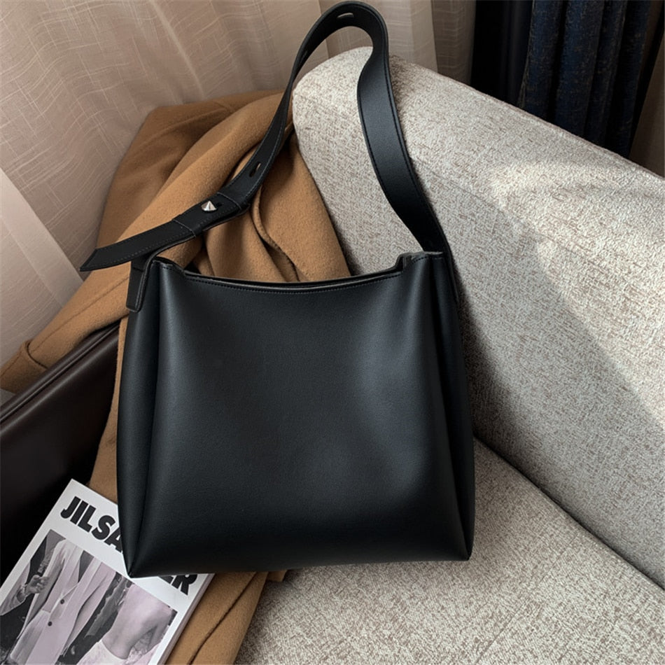 2 Sets Casual Tote Bags Pu Leather Shoulder Bags for Women Trending Female Daily Bag Designer Luxury Lady Underarm Bag Brand Sac
