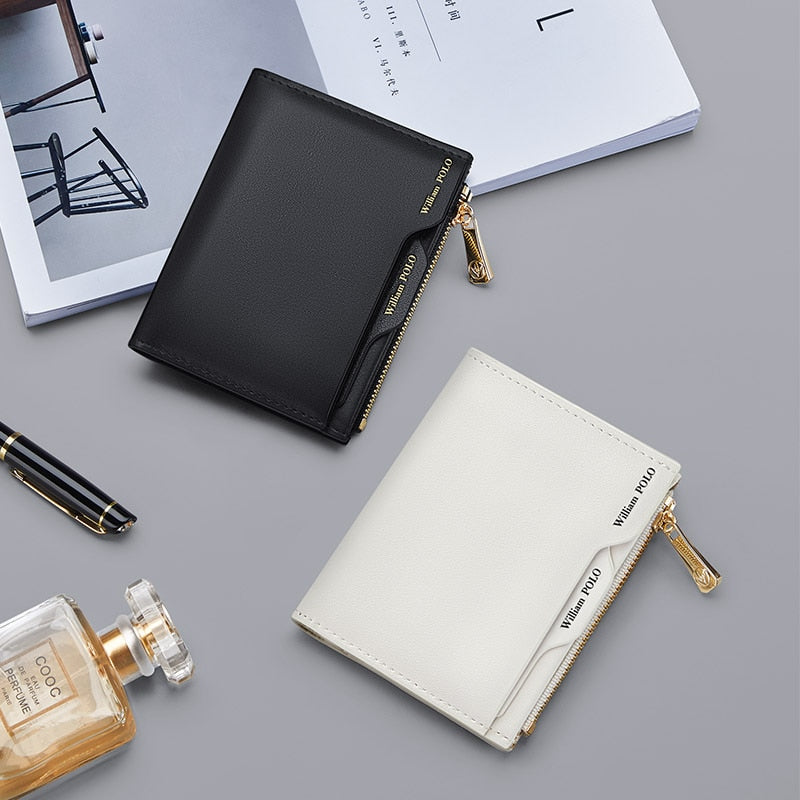 WilliamPOLO Women's Wallet Genuine Leather Luxury Design Purse Fashion Short Money Bag Ladies Card Holder Female Wallets