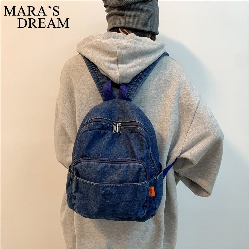Mara's Dream Casual Large Capacity Denim Women Backpacks High Quality Ladies Daily Travel Bag Teenagers Girls School Schoolbag