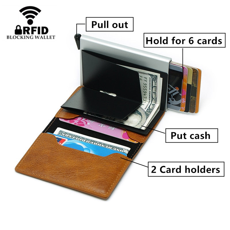 ZOVYVOL Antitheft Men Vintage Credit Card Holder Blocking Rfid Wallet Leather Unisex Security Wallet Leather Women Magic Wallet