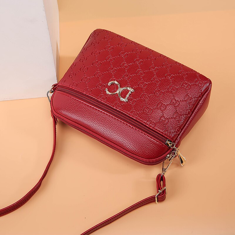 New Women's Net Red Small Round Fashion Lightweight Multi Side Versatile Single Shoulder Messenger Soft Leather Bag