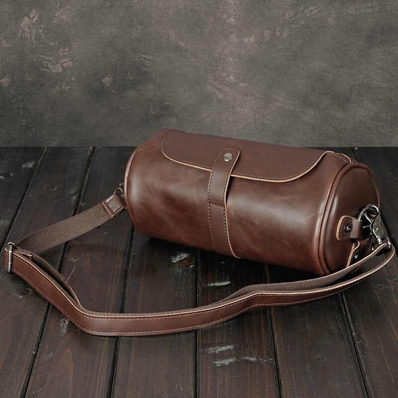 GUMST Brand Hot Sale Bucket Men Bags Vintage Small Shoulder Bag Pu Leather Mens Messenger Bag Cylinder Men's Crossbody Bags Male