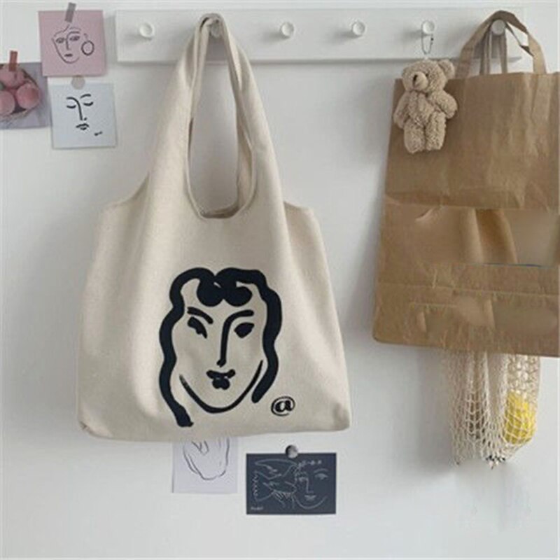 New Fashion Canvas Women Handbag Large Capacity Shoulder Bag Casual Printing Student Bag Shopping Tote Bag Shoulder Bag