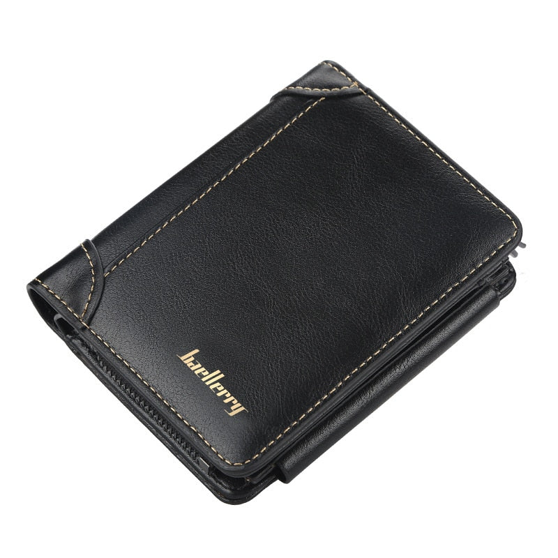 New Leather Men Wallets High Quality Zipper Short Desigh Card Holder Male Purse Fashionable Multi-card Slot 3 Fold Coin Purse