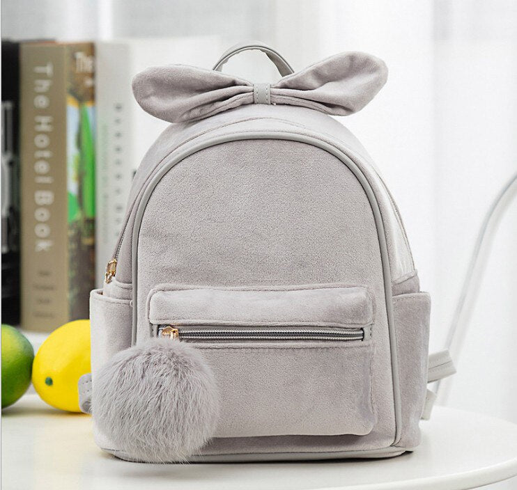 Baby Backpacks Kid Toddler Backpack Kindergarten Schoolbag Baby Cartoon Bowknot Shoulder Bag Plush Ball