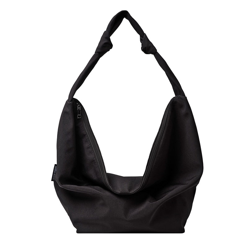 Large Capacity Package For Women Waterproof Nylon Solid Black Shoulder Bags Korea Style Minimalist style Cloty Hobos New