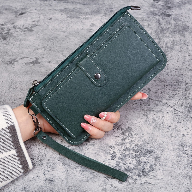 New Women's Wallet Multifunctional Fashion PU Leather Long Wallets Multi-card Position Clutch Buckle Zipper Student Wallet
