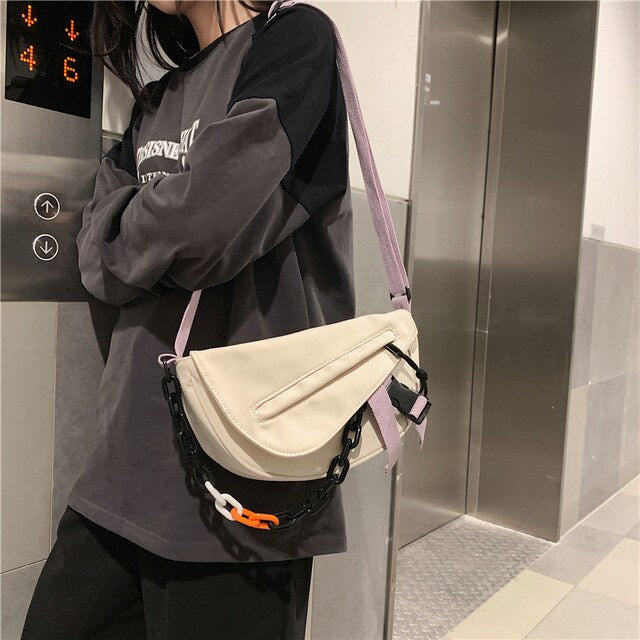 MJ Fashion Nylon Crossbody Bag Unisex Shoulder Handbag Versatile Chain Messenger Bags High Capacity New Chest Packs