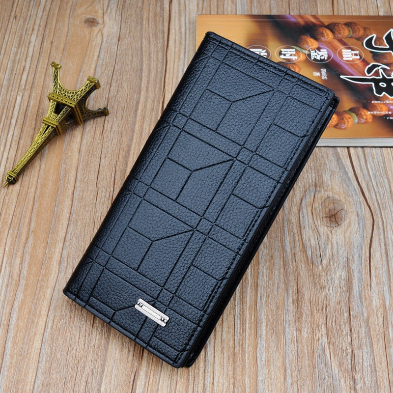 New Men's Wallets Men's Long Wallets Fashion Embossed Vertical Open Suit Bag Large Capacity Plus Soft Wallet
