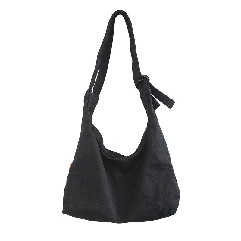 HOCODO Fashion Solid Color Women Bag Canvas Schoolbag For Teenage Girl Travel Shoulder Bag Casual Crossbody Bag Student Bookbag