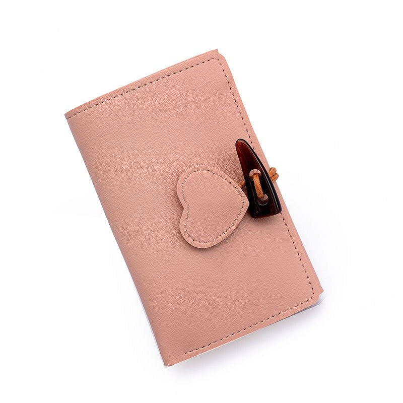 Horn Button Wallets New Arrivals Women Vintage Short Style Purses Heart Pattern Fashion Panelled Trendy Coin Card Holders Luxury