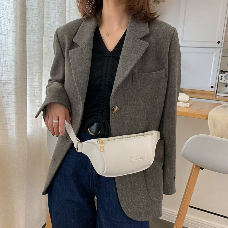 Fashion Women Solid Color Crossbody Bag Casual Ladies PU Leather Fanny Packs Small Purse Vintage Pure Color Leather Bag