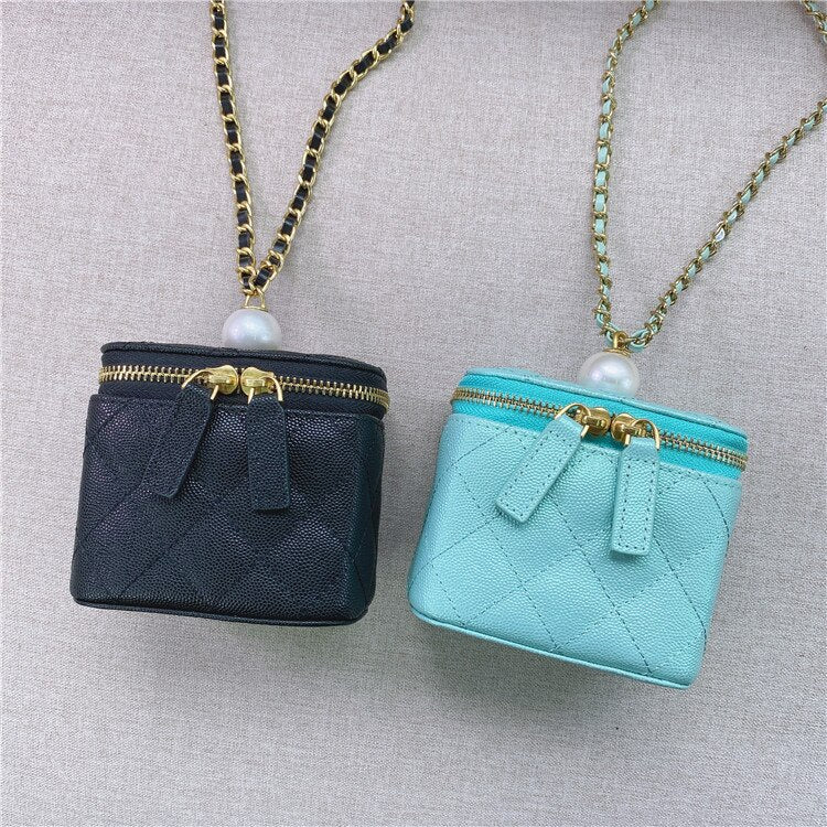 Luxury Designer Real Leather Handbags Chain Shoulder Bags Brand Crossbody Beading Bags Mini Box Bag Purses and Handbags