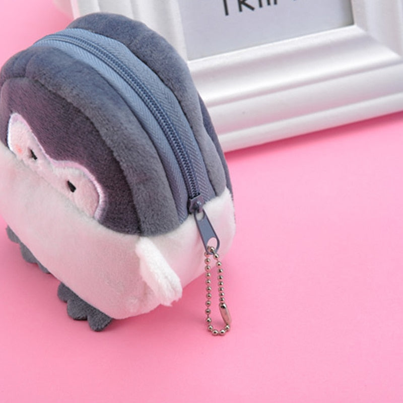 1 Pcs Kawaii Penguin Plush Purse Coin Card Wallet Bag Pendant Ornaments Storage Bag Plush Toy Lipstick Bag for Kids Gift