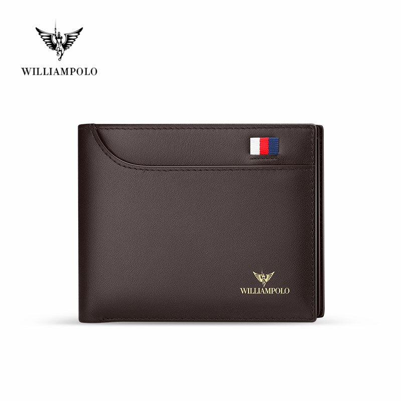 WILLIAMPOLO Luxury Brand Men‘s Wallet Casual Fashion Short Genuine Leather Wallet Card Holder Purse Slim Male Wallet