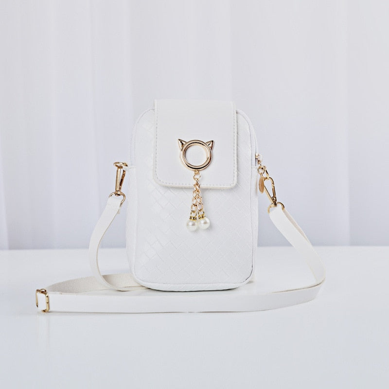 Spring Summer Mini Cross-body Mobile Phone Shoulder Bag Woven Pearl Tassel Cover-style Female Bag Shoulder Diagonal Bag