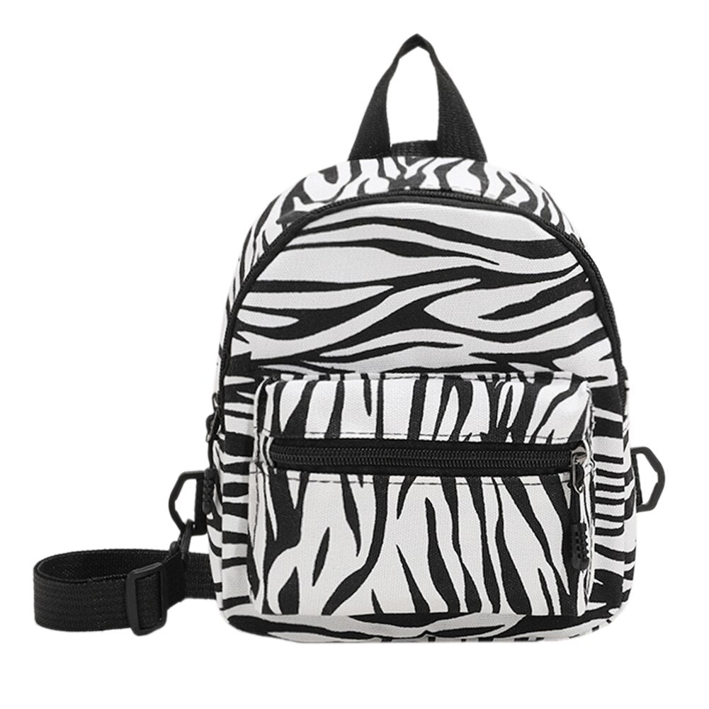 Canvas Zebra Print Backpacks for Women Fashion Winter Casual Style Ladies Backpack Large Knapsacks School Bag