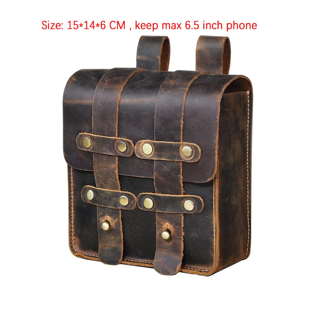 Real Leather men Casual Design Small Waist Bag Cowhide Fashion Hook Bum Bag Waist Belt Pack Cigarette Case 5.5" Phone Pouch 1609