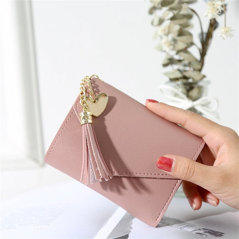 Spring and Summer New Short Hand-held Trend Heart-shaped Pendant Simple Fashion Multi-functional Lychee Pattern Women's Wallet