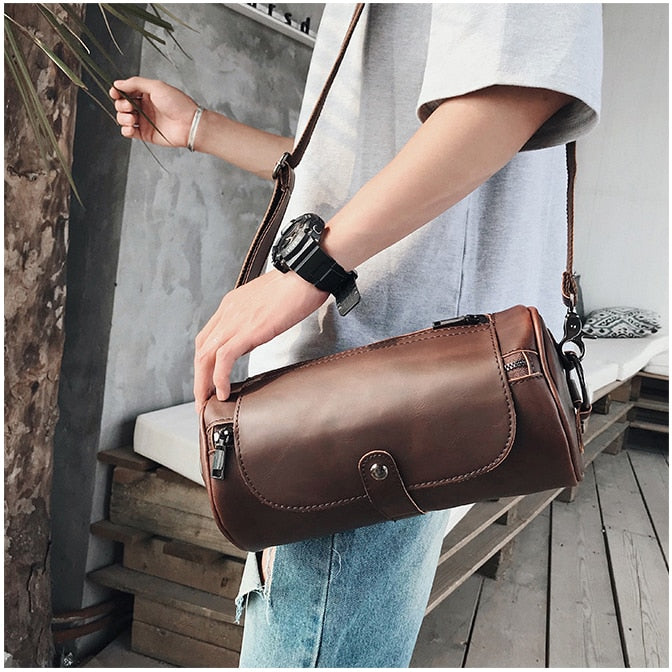 GUMST Brand Hot Sale Bucket Men Bags Vintage Small Shoulder Bag Pu Leather Mens Messenger Bag Cylinder Men's Crossbody Bags Male