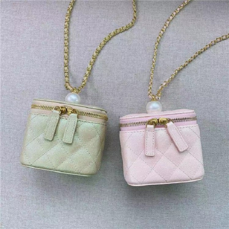 Luxury Designer Real Leather Handbags Chain Shoulder Bags Brand Crossbody Beading Bags Mini Box Bag Purses and Handbags