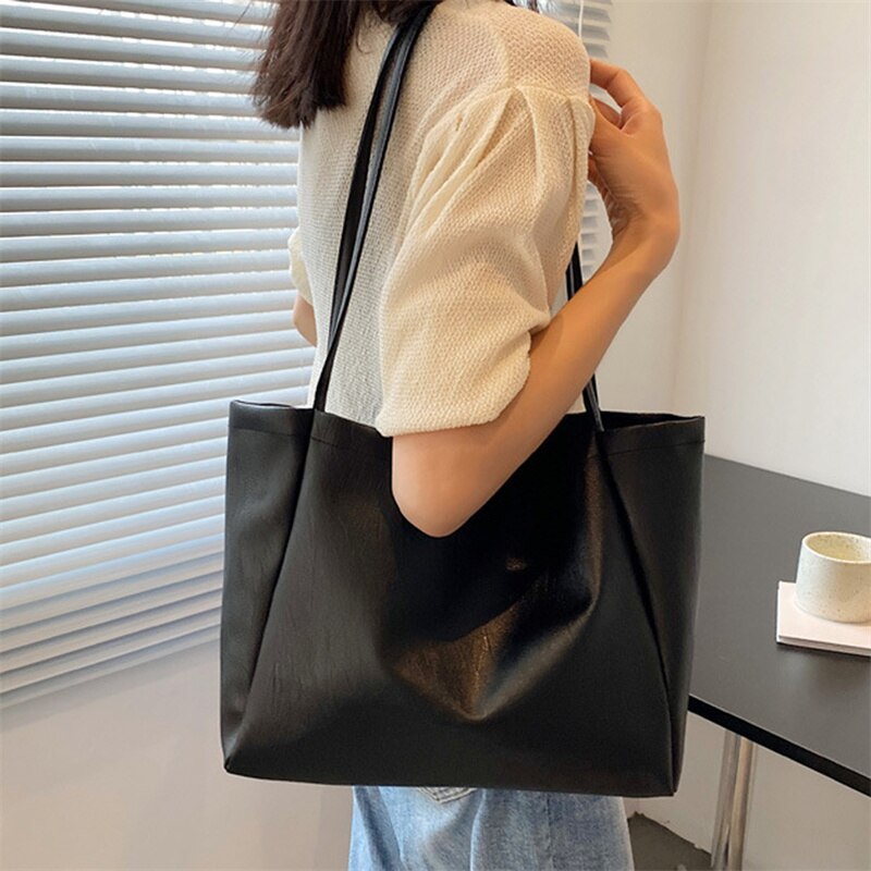 Women Leather Handbags Women's PU Tote Bag Large Capacity Female Shoulder Bags Solid Casual Women Bags Bolsas Femininas