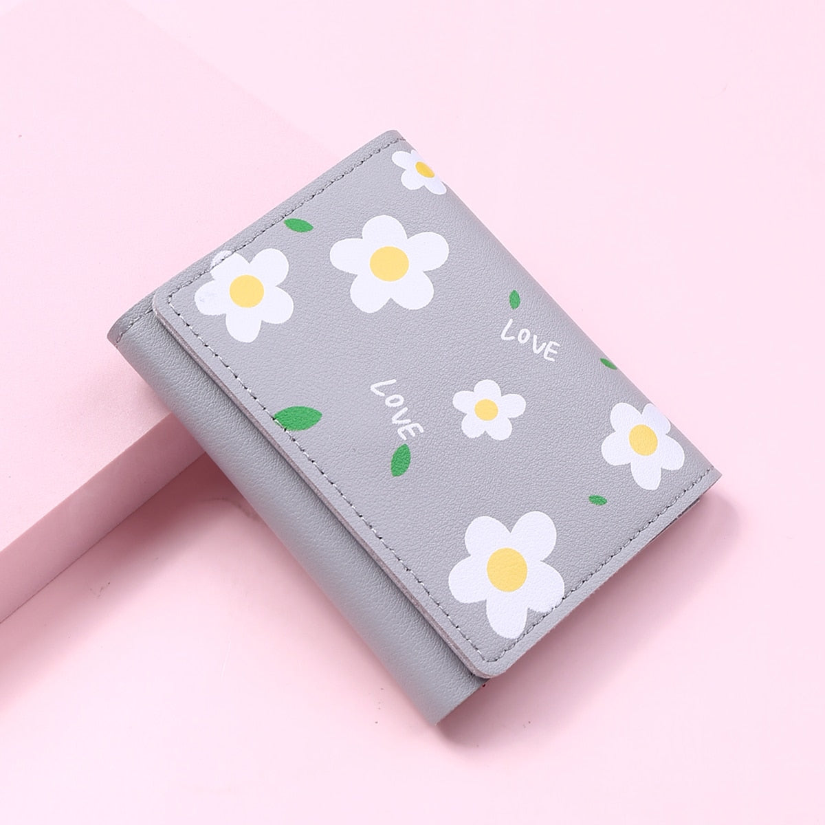 1PC Women Cute Flower Wallet Small Hasp Girl Wallet Brand Designed PU Leather Women Coin Purse Female Card Holder Wallet