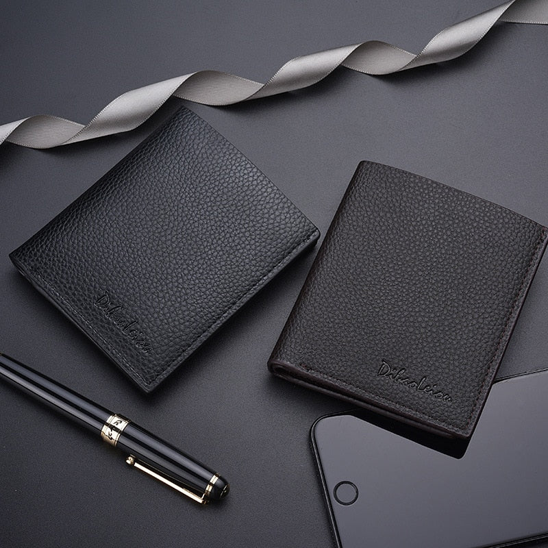 Men Business Leather Billfold Wallet Brand Luxury Short Slim Male Purses Money Credit Card Thin Hombre Billetera Portafoglio