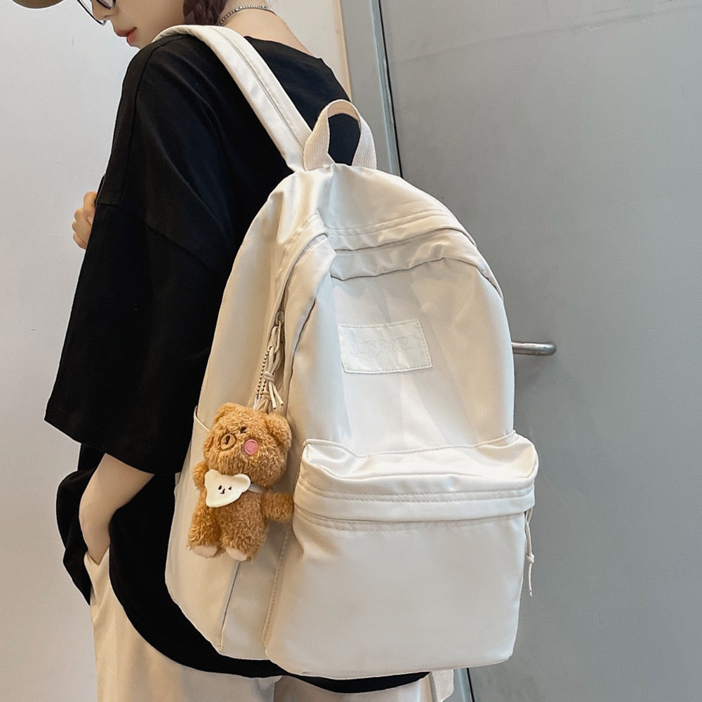 Book Black Ladies Backpacks Kawaii Girl School Nylon Bag Teen College Student Female Backpack Waterproof Cute Women Bags Fashion