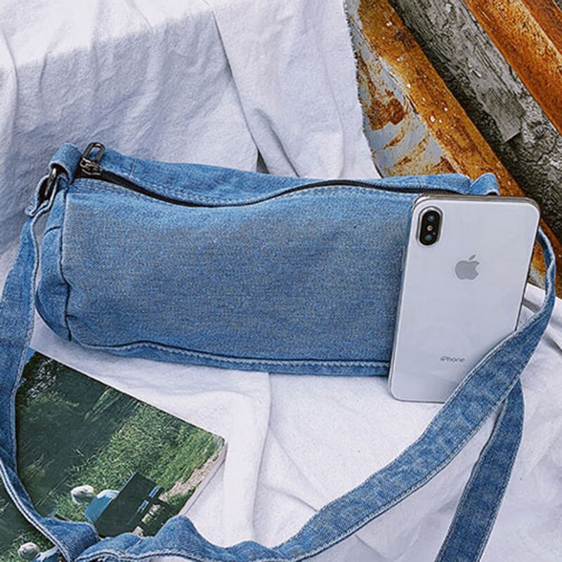 Shoulder Bags Women Vintage Denim Cross-body Adjusted Strap Zipper Leisure All-match Students Daily Brief Stylish Handbags Chic