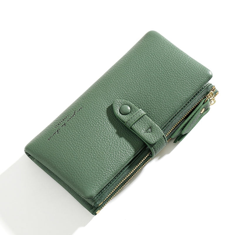 Simple Solid color fold Long Clutch Wallets Women Card Holder soft PU Pleather Zipper Pocket Purse Small Travel Wallet Ladies