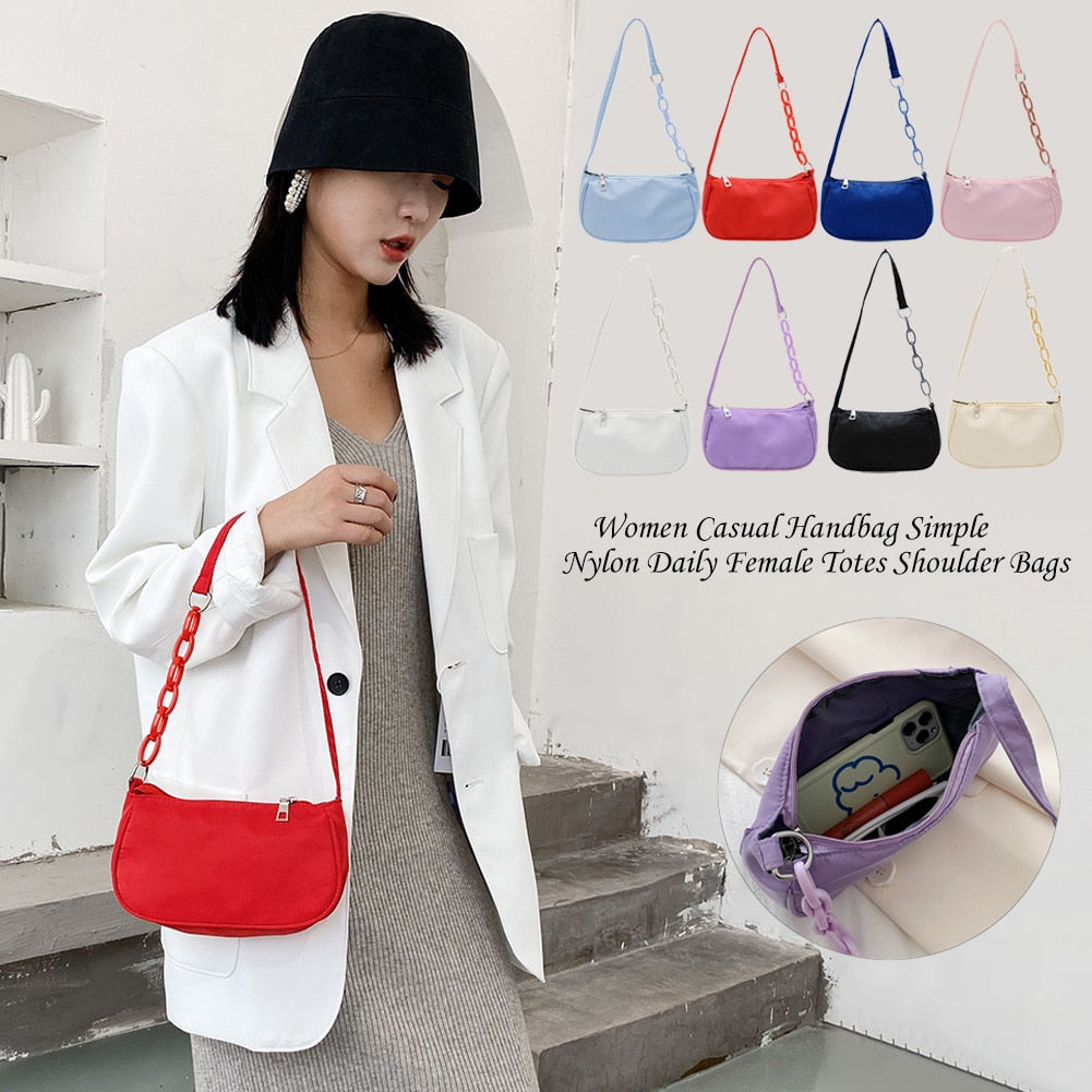 Classic Texture Fashion Women Nylon Totes Shoulder Bag Creative Design Chic Leisure Simple Female Street Style Handbag Purse