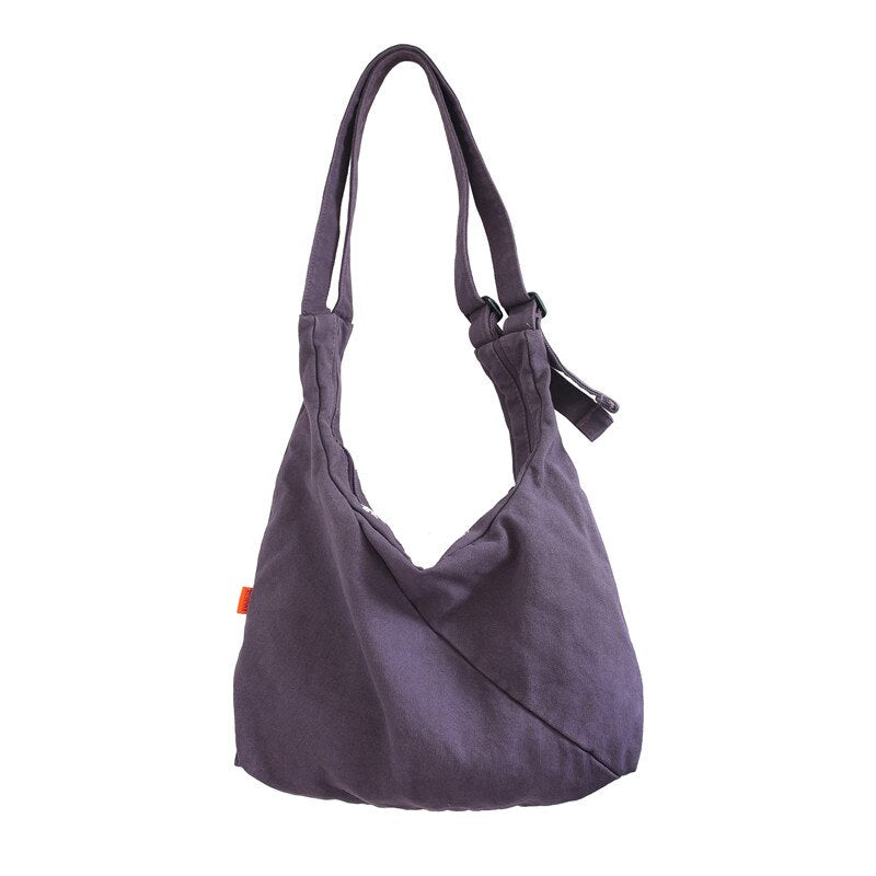 HOCODO Fashion Solid Color Women Bag Canvas Schoolbag For Teenage Girl Travel Shoulder Bag Casual Crossbody Bag Student Bookbag