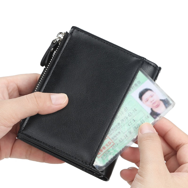 New Business Men Wallets Zipper Card Holder High Quality Male Purse New PU Leather Vintage Coin Holder Men Wallets