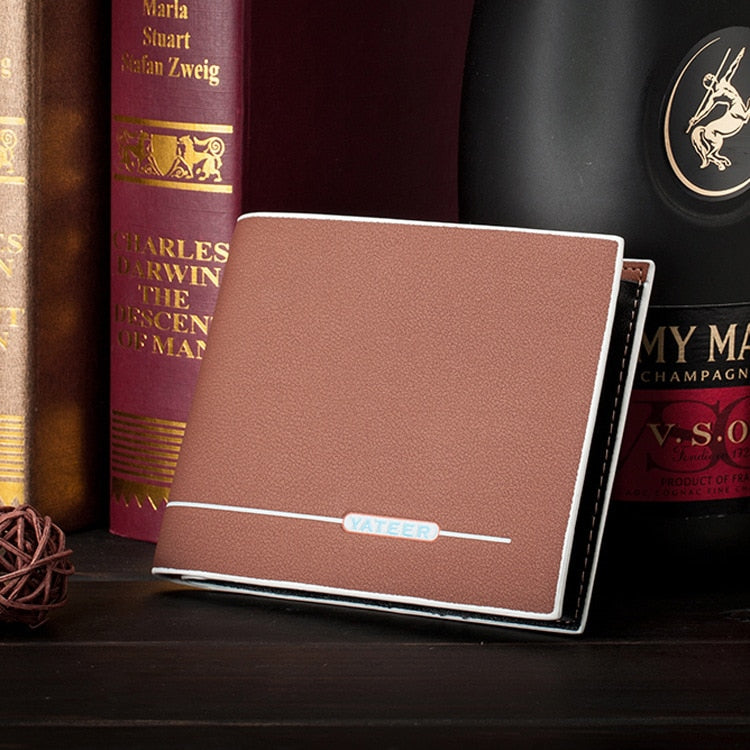 Retro Men's Wallet Business ID Card Holders Purse Small Leather Card Wallets Short Bifold Wallet for Men Slim Purses Male Wallet