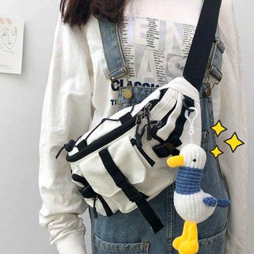 Harajuku Techwear Canvas Sling Bag Gothic Crossbody Bags For Women Handbag Purses And Handbags Bolsas Feminina Shoulder Frog