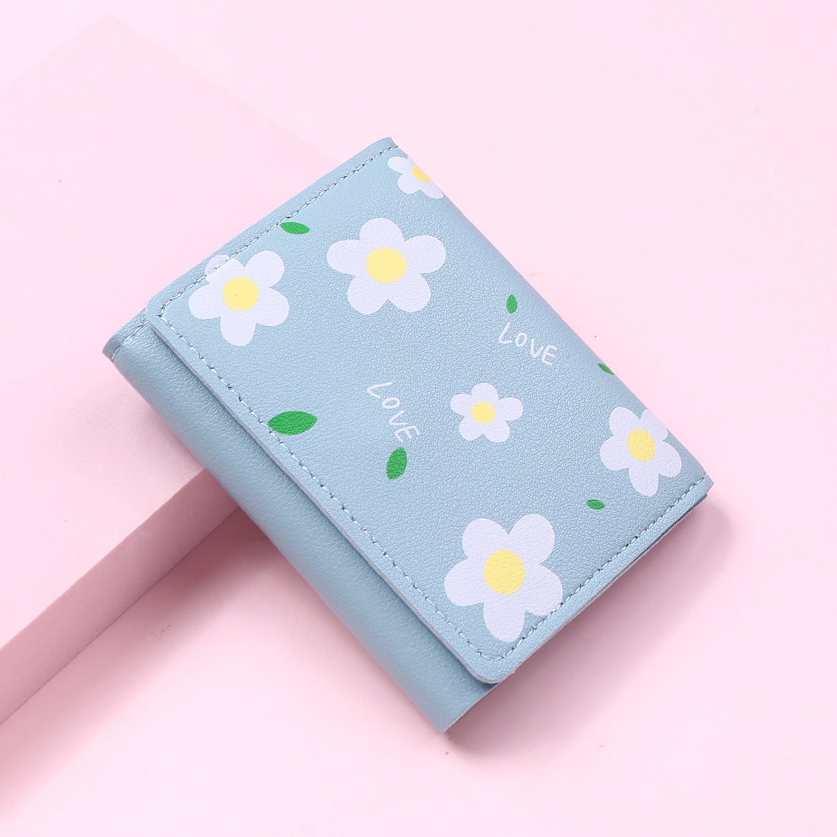 1PC Women Cute Flower Wallet Small Hasp Girl Wallet Brand Designed PU Leather Women Coin Purse Female Card Holder Wallet