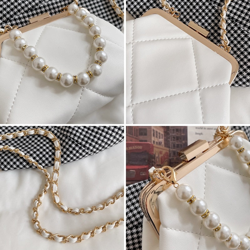 Women's Party Clutch Wedding Crossbody Bag Totes Stylish Pearl Clip Bag Evening Handbags Shoulder Bags Summer Beach Bag