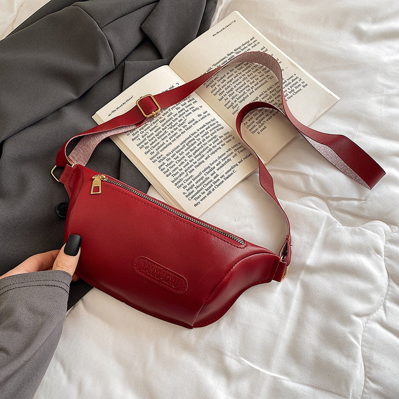 Fashion Women Solid Color Crossbody Bag Casual Ladies PU Leather Fanny Packs Small Purse Vintage Pure Color Leather Bag