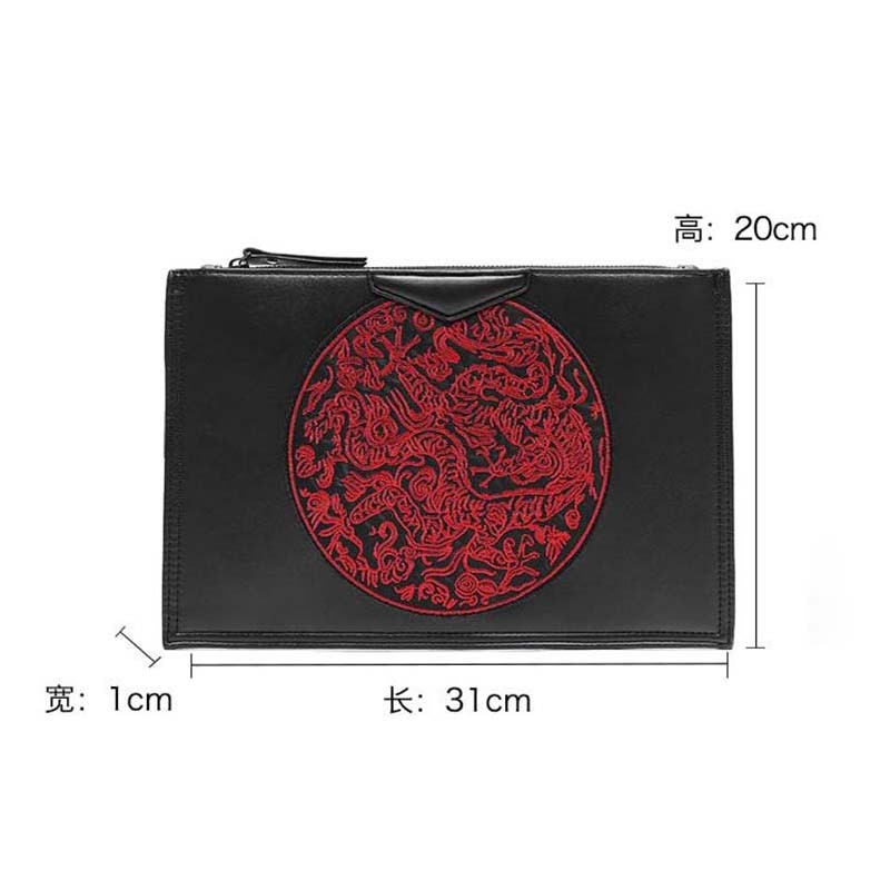 Chinese Style Dragon Embroidery Clutch Bags for Women Bag Personality Envelope Wrist Bag IPad Bags Women Shoulder Bag Purse