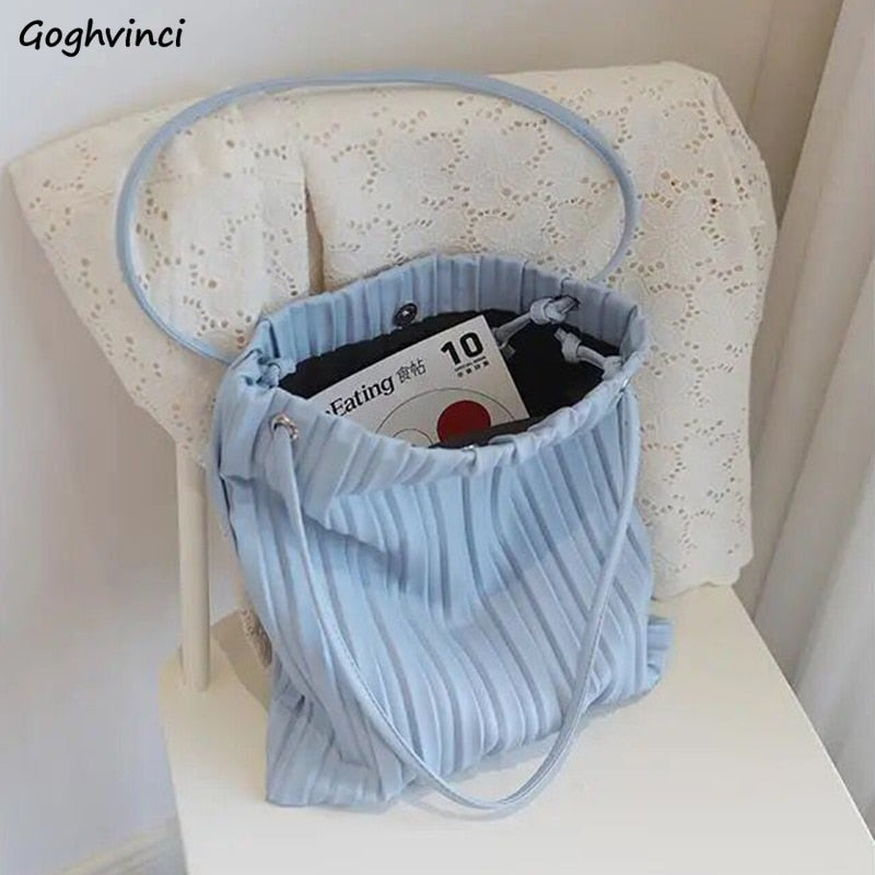 Shoulder Bags Women Solid Pleated Sweet Simple Large Capacity New Stylish All-match Designer Casual Totes PU Leather New Fashion