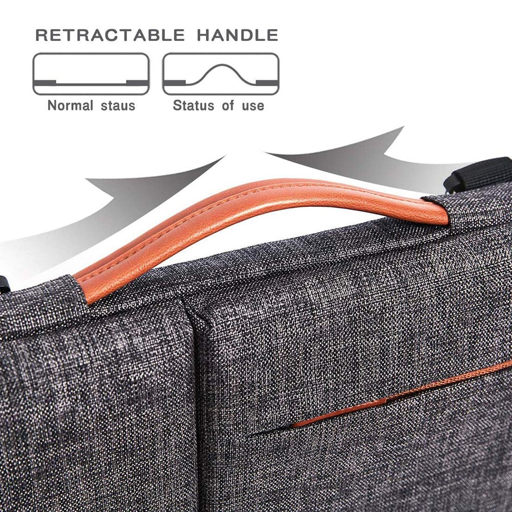 DOMISO Multi-use Strap Laptop Sleeve Bag With Handle For 10" 13" 14" 15.6" 17" Inch Laptop Shockproof Computer Notebook Bag,Grey