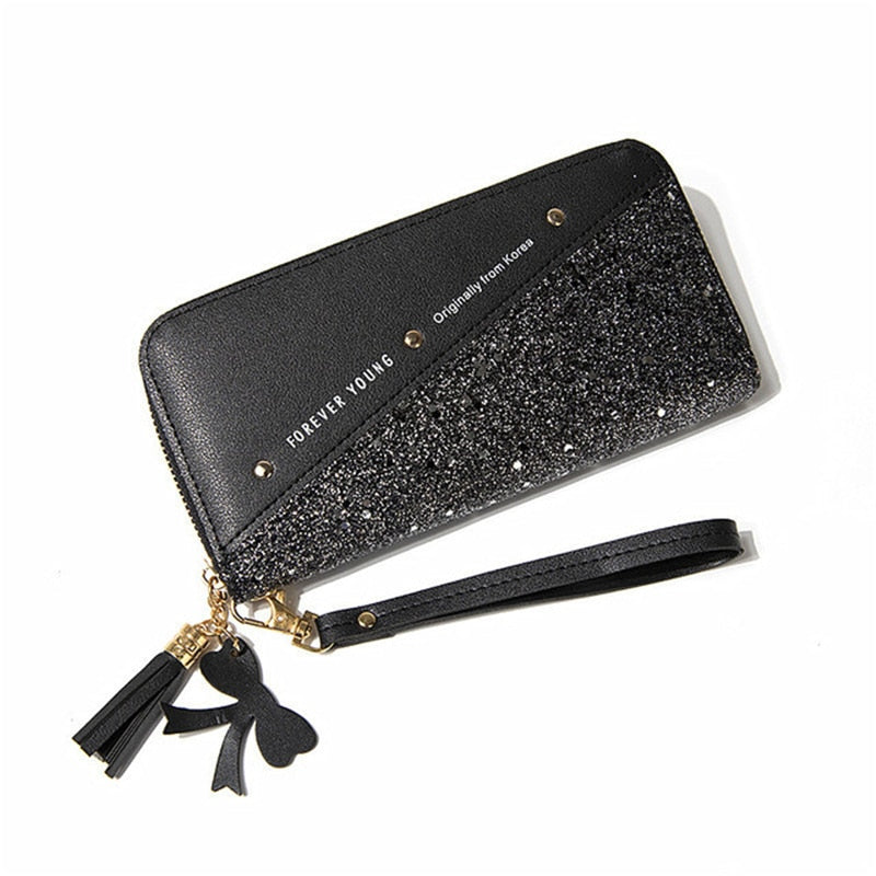 Fashion Women's Pu Leather Long Wallets Sequins Patchwork Glitter Wallet Coin Purse Female Wallets Girls Gifts Wholesale