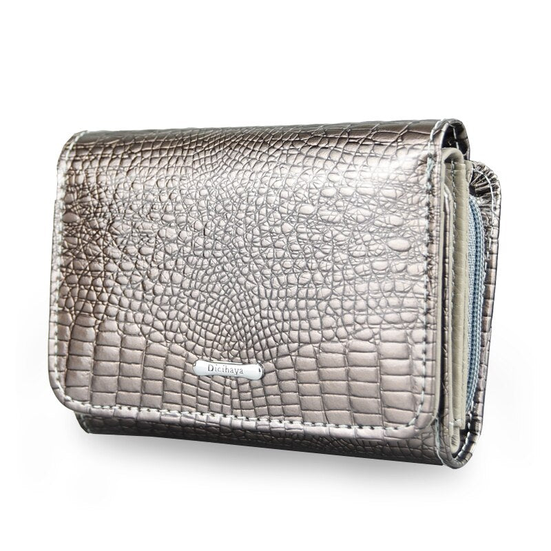 DICIHAYA Short Wallet Women Coin Wallets Red Coin Purse Genuine Leather Lady Zipper Design With Coin Purse Pockets Small Wallet
