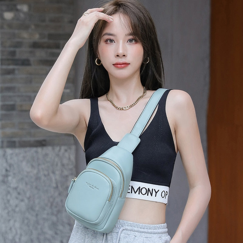 Fashion Chest & Waist Packs For Women Pu Leather Street Shoulder Bags High Quality Crossbody Bags Female Hip Hop Purses