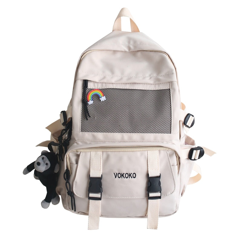 EnoPella Fashion Waterproof Nylon Women Backpack For Girls Travel High Capacity Student BookBag Men Black Laptop Bag