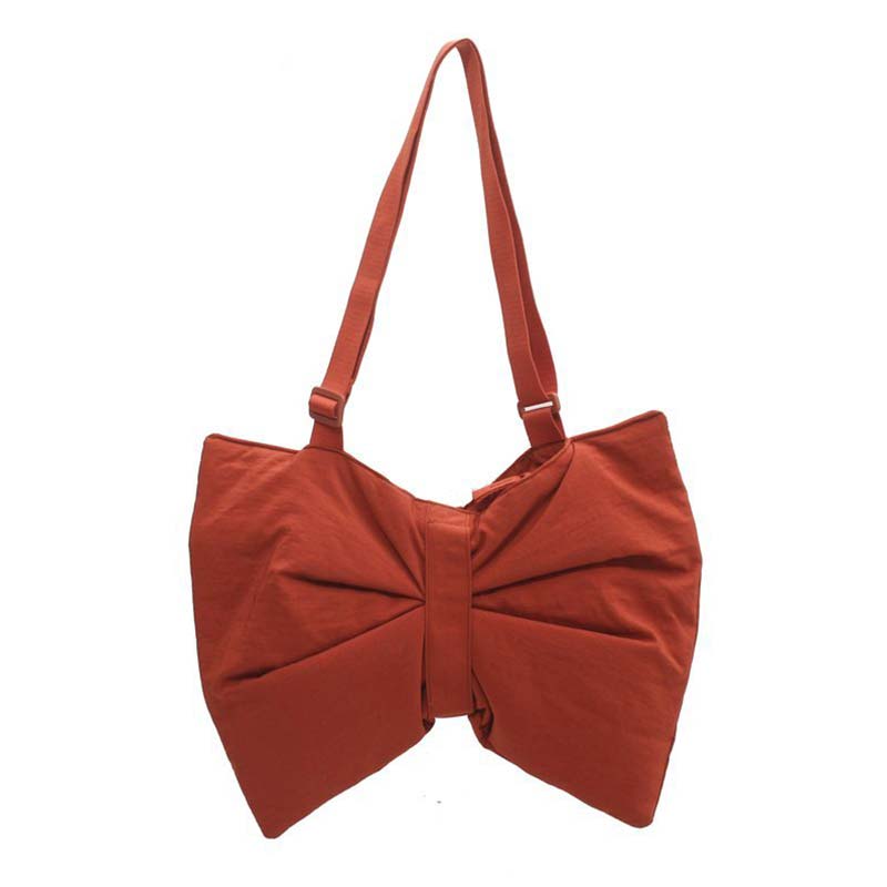 Solid Color Big Bow-Knot Shoulder Bags for Women Chic Luxury Designer Handbags Office Ladies Casual High Capacity Messenger Bag