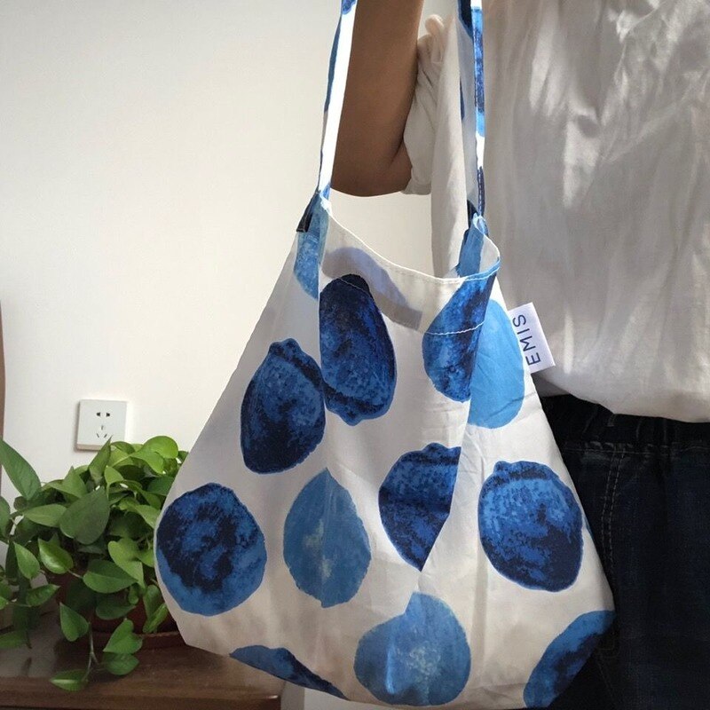 Shoulder Bags Women Cotton Large Capacity Ins Dot-print Sweet Shopping Cross-body Eco Foldable Casual Totes Female Cute Portable