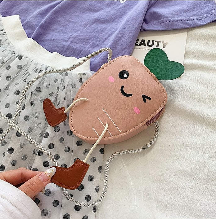 Lovely Children's PU Leather Red Messenger Bag Cute Girls Cartoon Shoulder Bags Princess Accessories Mini Coin Purse Handbags